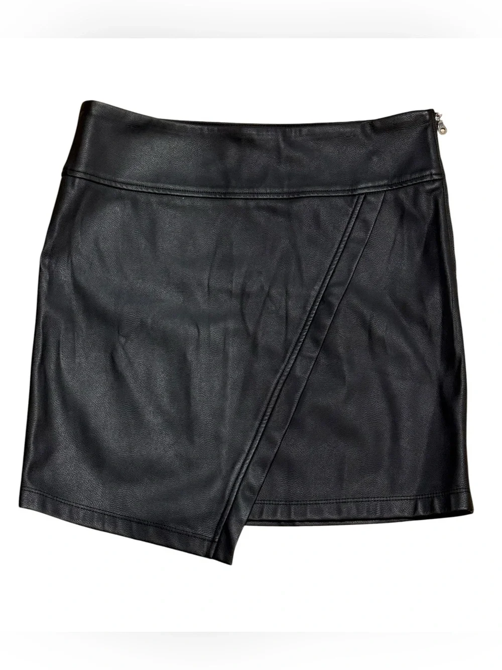 NWOT - David Lerner Vegan Leather Asymmetrical Wrap Mini Skirt Small